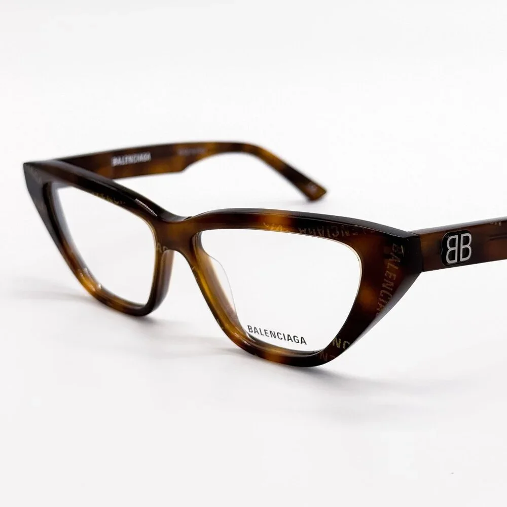 NEW BALENCIAGA EYEGLASSES BB0128O 002 CAT EYE HAVANA WOMEN EYEWEAR BALENCIAGA